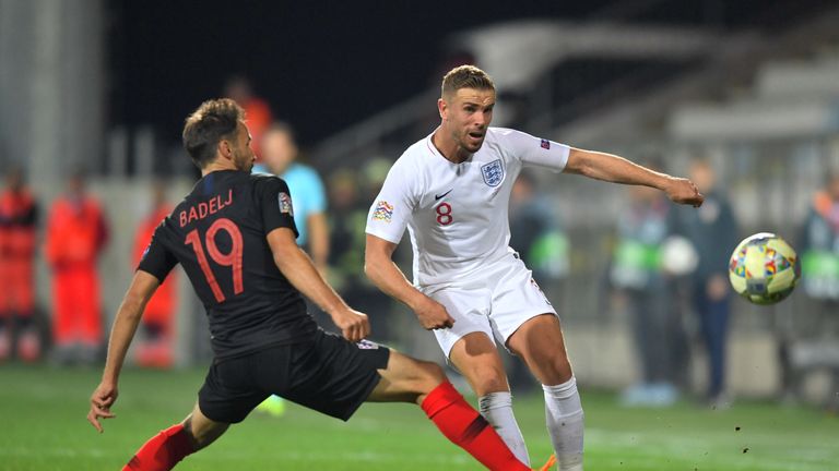 during the UEFA Nations League A Group Four match between Croatia and England at Stadion HNK Rijeka on October 12, 2018 in Rijeka, Croatia. The match is due to be played behind closed doors.