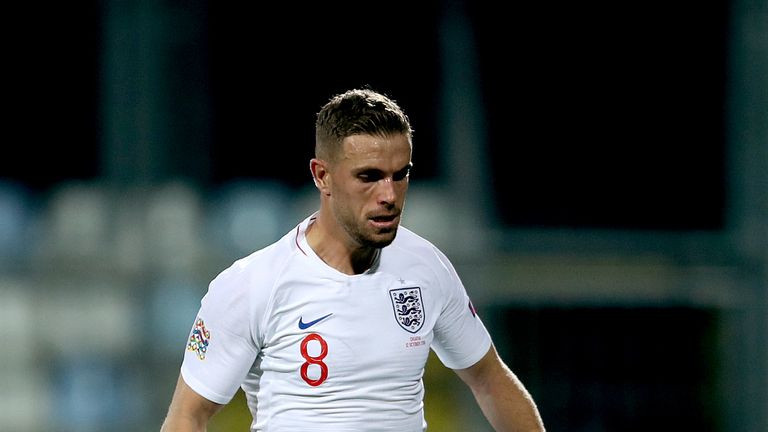 Jordan Henderson in action for England in Croatia