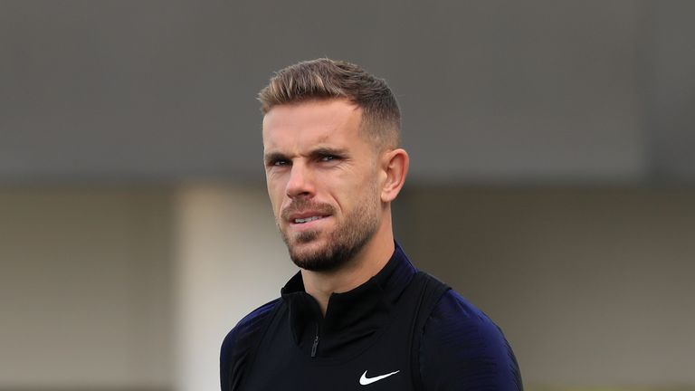 England's Jordan Henderson at England training