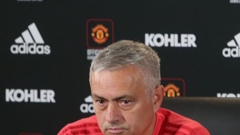 Jose Mourinho at Aon Training Complex on October 5, 2018 in Manchester, England.