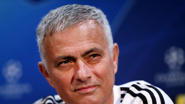 Jose Mourinho ahead of their UEFA Champions League Group H match against Juventus at Aon Training Complex on October 22, 2018 in Manchester, England.