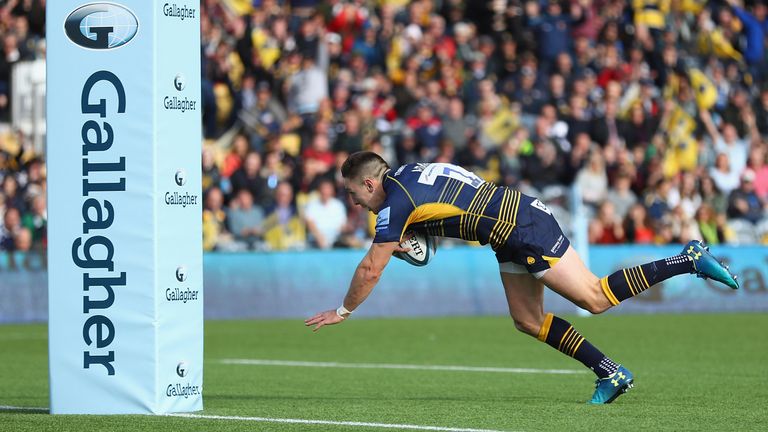during the Gallagher Premiership Rugby match between Worcester Warriors and Bristol Bears at Sixways Stadium on October 7, 2018 in Worcester, United Kingdom.