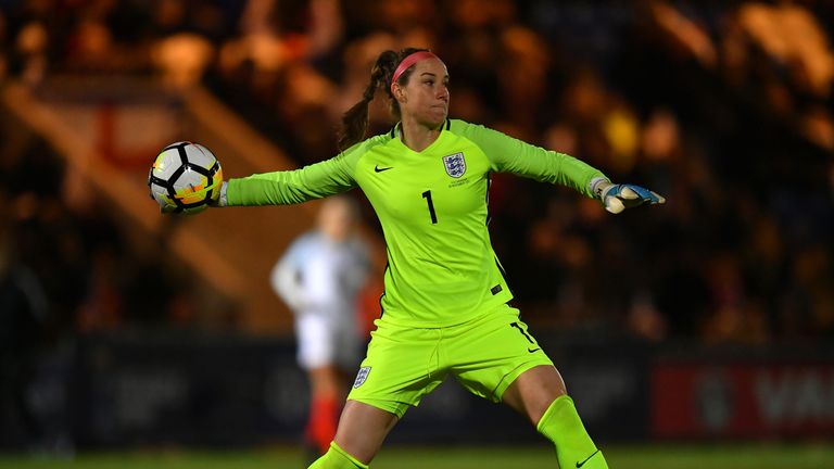 Karen Bardsley in action for England Women