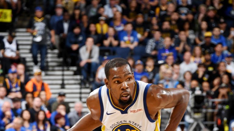 Golden State Warriors' Kevin Durant in possession against the Oklahoma City Thunder
