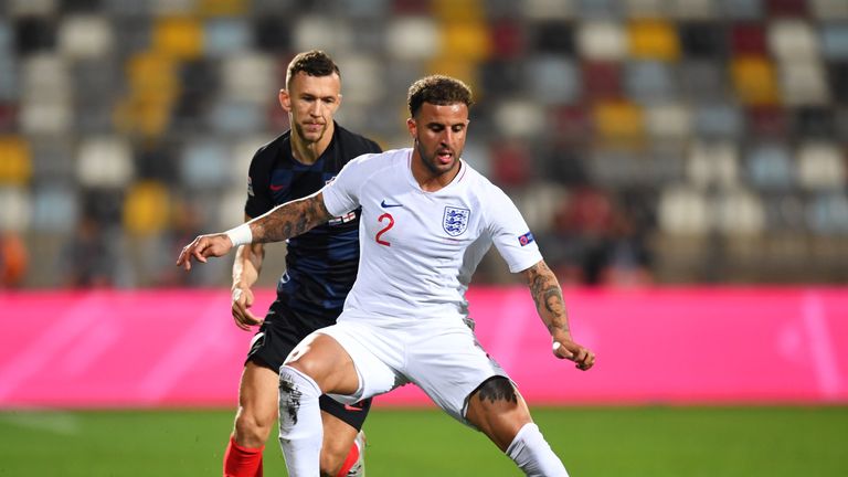 during the UEFA Nations League A Group Four match between Croatia and England at Stadion HNK Rijeka on October 12, 2018 in Rijeka, Croatia. The match is due to be played behind closed doors.