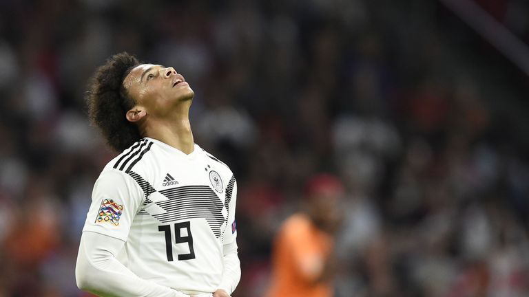 Leroy Sane missed a good chance for Germany against the Netherlands