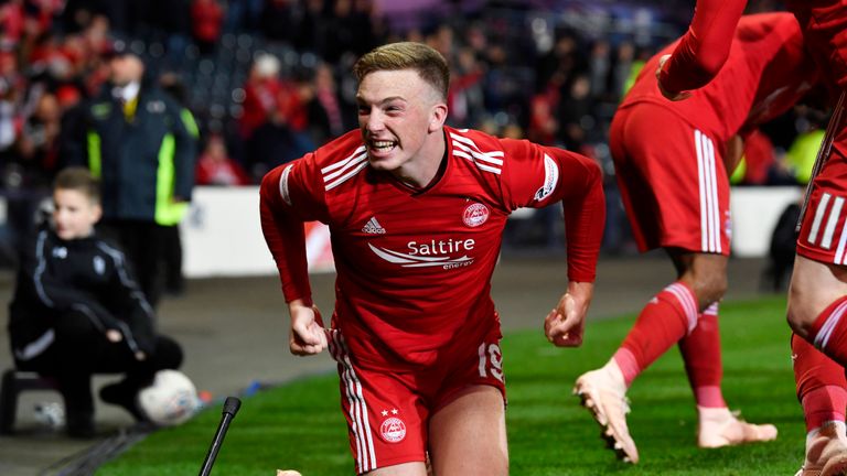 Aberdeen's Lewis Ferguson celebrates after scoring