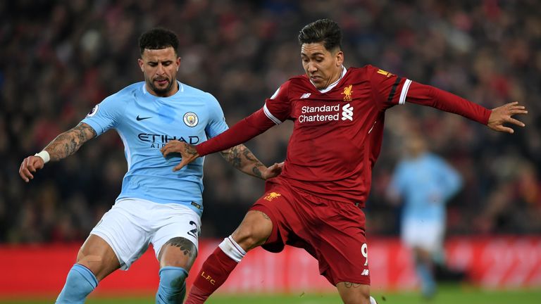  during the Premier League match between Liverpool and Manchester City at Anfield on January 14, 2018 in Liverpool, England.