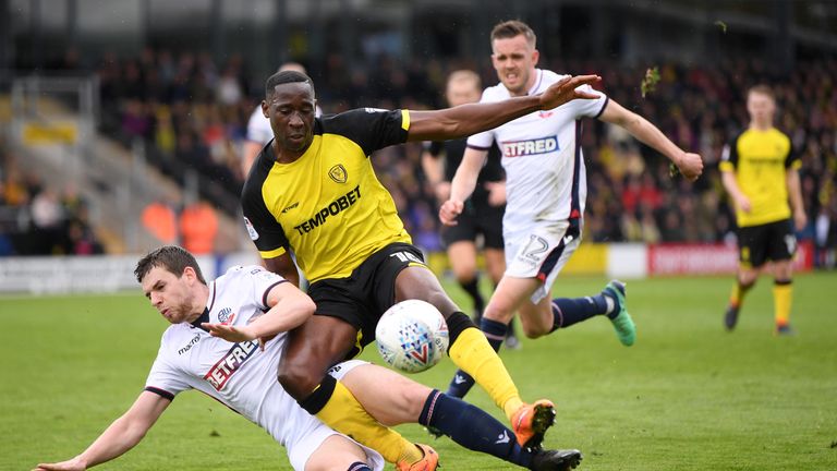 Lucas Akins during the Sky Bet Championship match between Burton Albion and Bolton Wanderers at Pirelli Stadium on April 28, 2018 in Burton-upon-Trent, England.