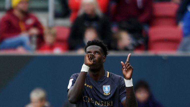 Lucas Joao celebrates his first goal