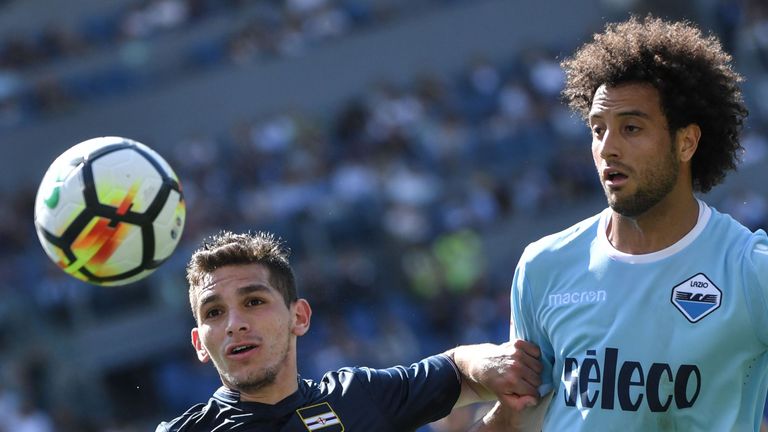Lucas Torreira in action for Sampdoria against Lazio