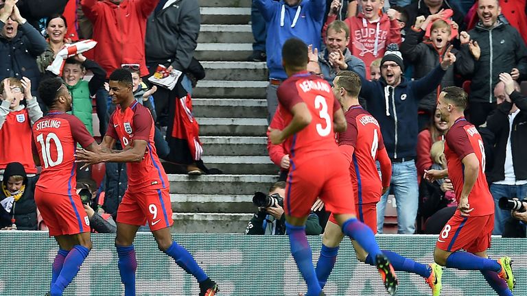 Rashford was left to celebrate a goal only three minutes into his England debut