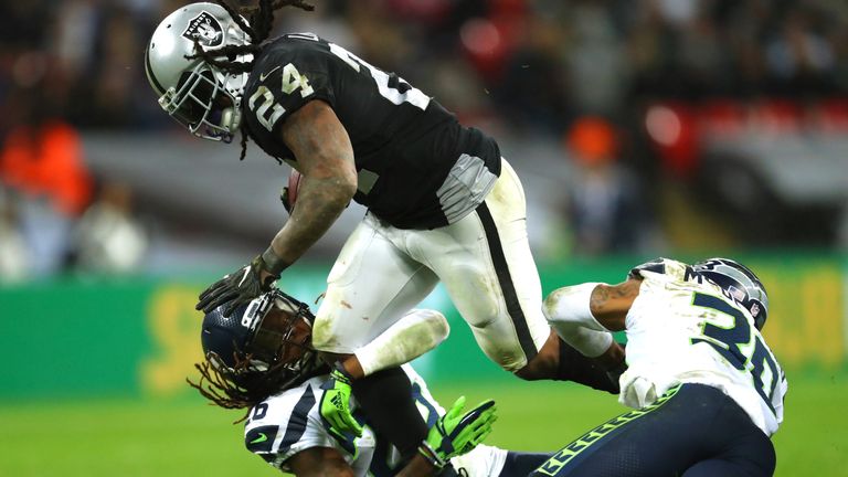 uring the NFL International Series game between Seattle Seahawks and Oakland Raiders at Wembley Stadium on October 14, 2018 in London, England.
