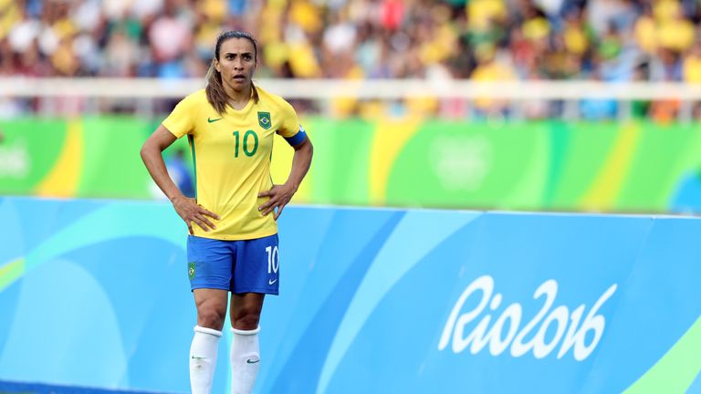 Marta playing for Brazil