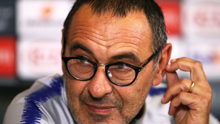 Chelsea manager Maurizio Sarri during a press conference at Cobham Training Ground