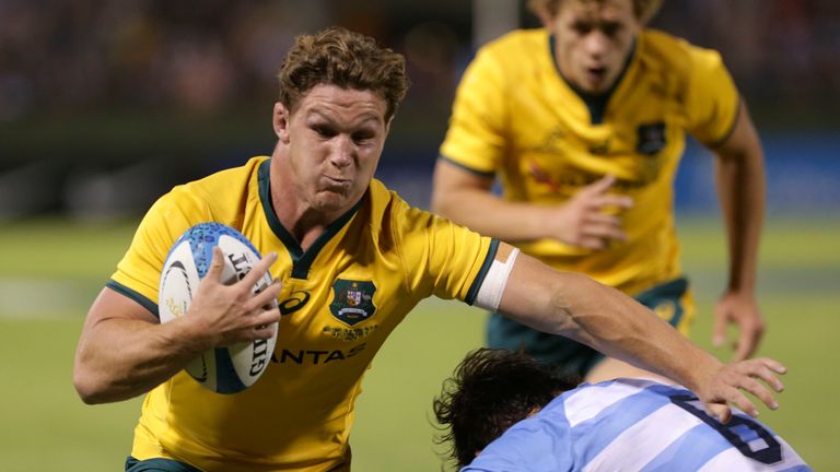 Michael Hooper carries for the Wallabies