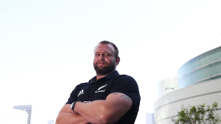  during a New Zealand All Blacks press conference/training session on October 25, 2018 in Tokyo, Japan.