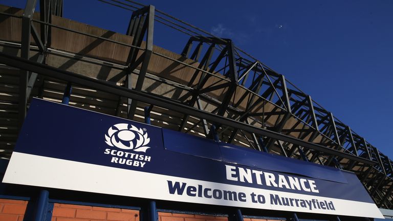 during the England captain's run at Murrayfield Stadium on February 7, 2014 in Edinburgh, Scotland.