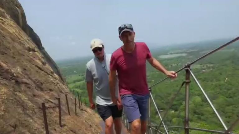 Nasser Hussain and Rob Key ascend Sigiriya Rock 