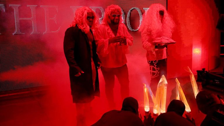 The New Day dressed as The Brood for their Halloween-themed match