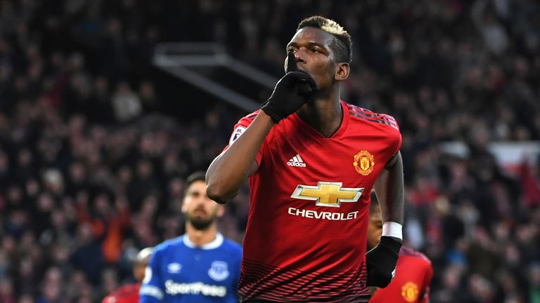 Paul Pogba celebrates after scoring for Man Utd