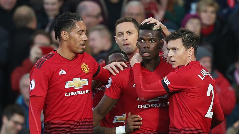 Paul Pogba put Manchester United ahead after scoring the rebound from his saved penalty