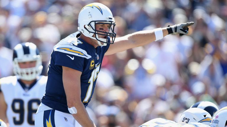 before the game between the Los Angeles Chargers and the Los Angeles Rams at Los Angeles Memorial Coliseum on September 23, 2018 in Los Angeles, California.