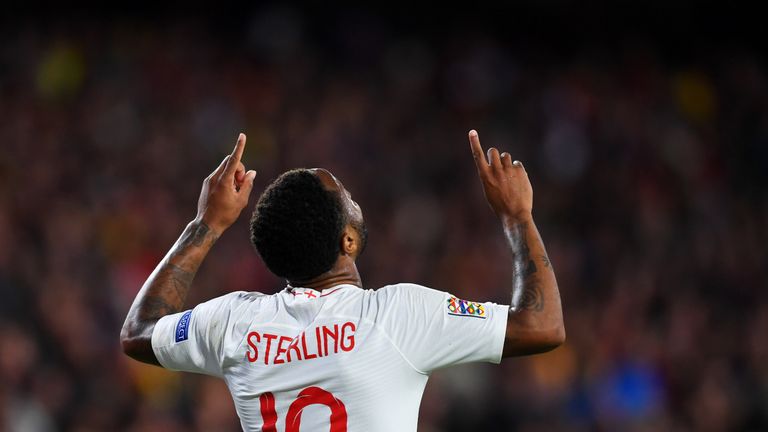 Raheem Sterling celebrates his opener