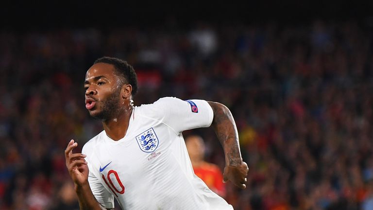 Raheem Sterling wheels away after putting England ahead