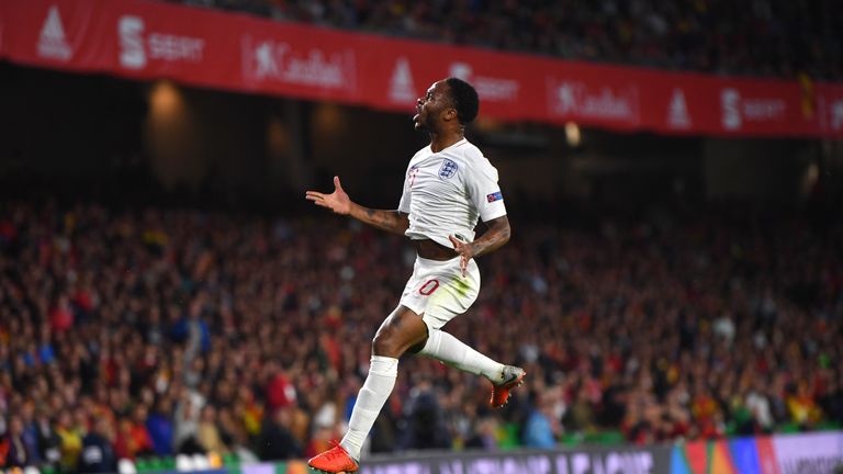 Raheem Sterling during the UEFA Nations League A Group Four match between Spain and England at Estadio Benito Villamarin on October 15, 2018 in Seville, Spain.