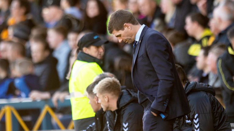 Rangers manager Steven Gerrard during the defeat at Livingston
