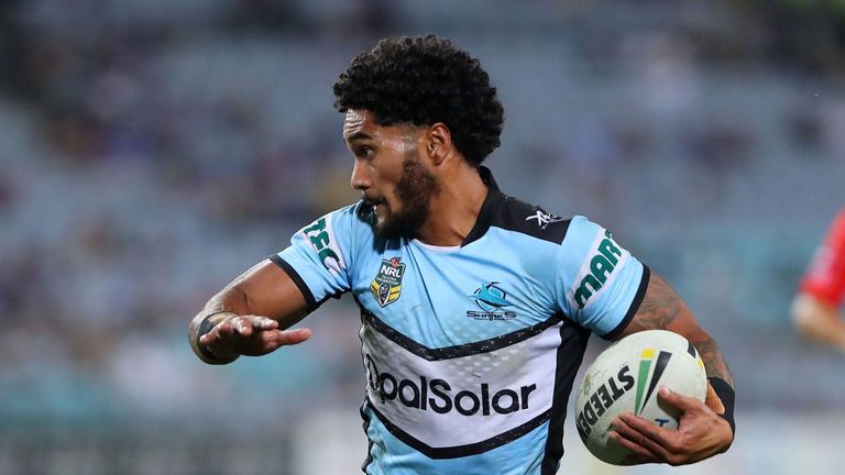 Ricky Leutele during the round three NRL match between the Parramatta Eels and the Cronulla Sharks.