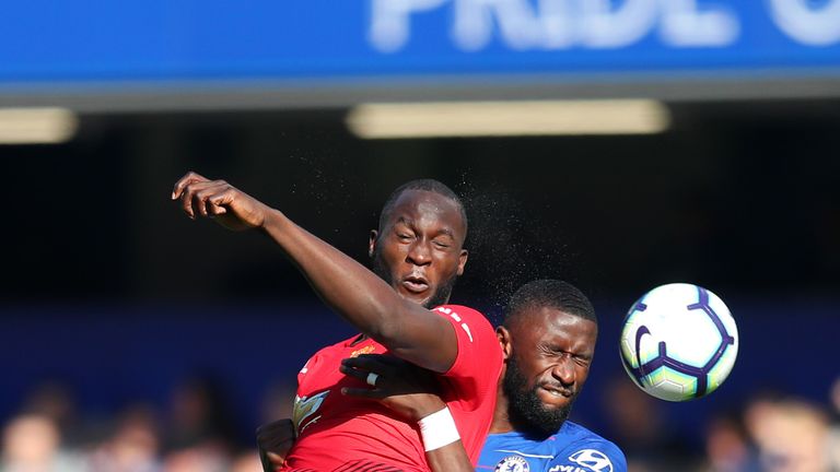 Romelu Luakau and Antonio Rudiger in action at Stamford Bridge