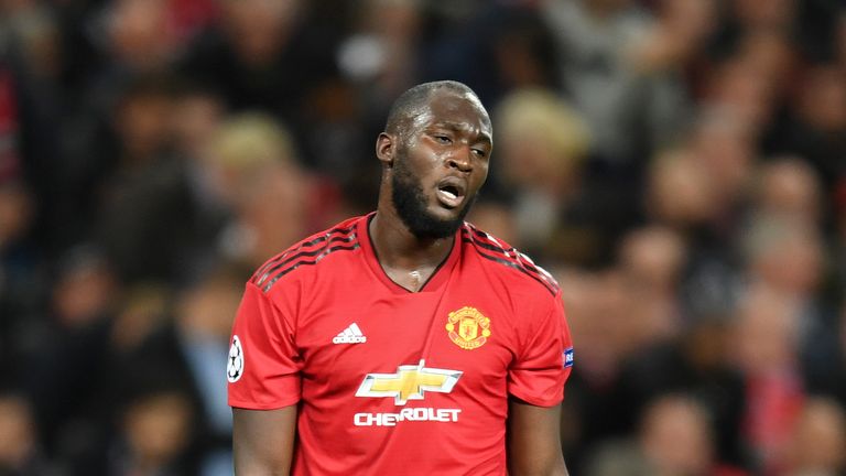 Romelu Lukaku during the Group H match of the UEFA Champions League between Manchester United and Juventus at Old Trafford on October 23, 2018 in Manchester, United Kingdom.