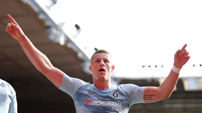 Ross Barkley celebrates after extending Chelsea's lead