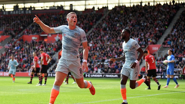 Ross Barkley celebrates after extending Chelsea&#39;s lead