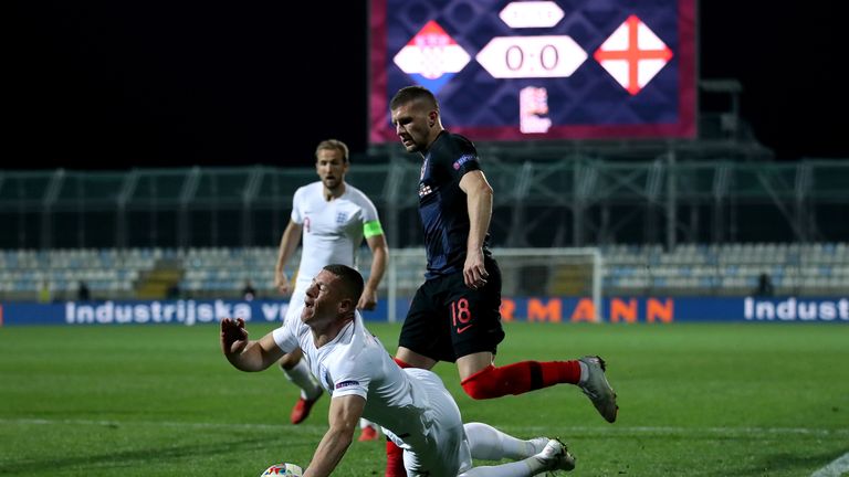 England's Ross Barkley (left) and Croatia's Ante Rebic (right) battle for the ball during the UEFA Nations League match at Stadion HNK Rijeka