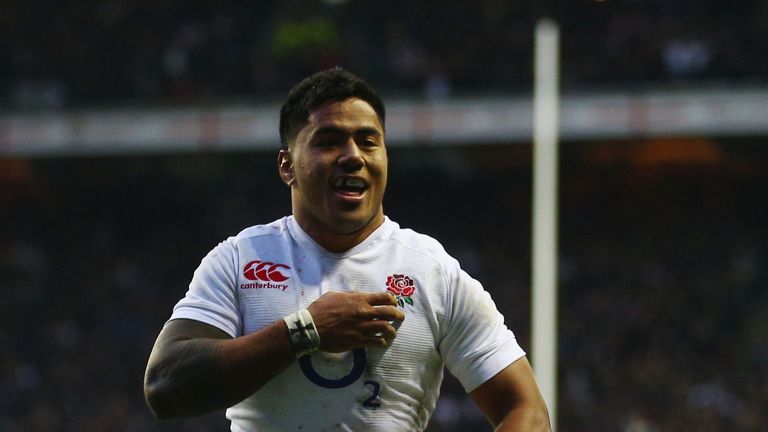 England's Manu Tuilagi scores against New Zealand during their clash at Twickenham in 2012