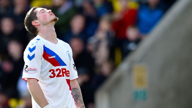 Rangers’ Ryan Kent can’t hide his frustration
