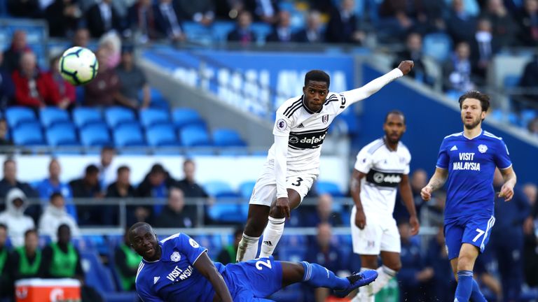 Ryan Sessegnon takes a shot at goal against Cardiff City