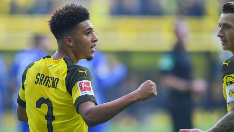 Jadon Sancho scored twice as Borussia Dortmund were held at home