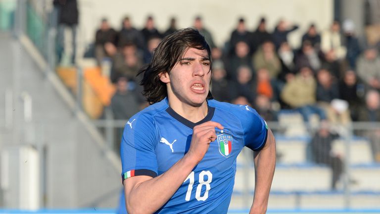 Sandro Tonali during the Elite Round U19 match between Italy and Greece  on March 21, 2018 in Lignano Sabbiadoro, Italy.