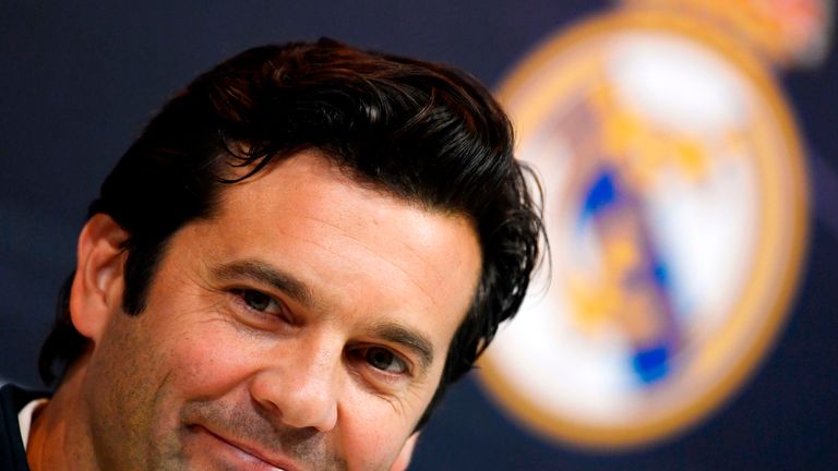 Real Madrid caretaker manager Santiago Solari holds a press conference at the club's training facility