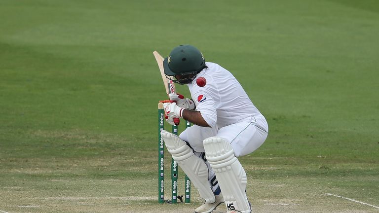 Pakistan skipper Sarfraz Ahmed took a blow to the helmet on day three of the second Test match against Australia