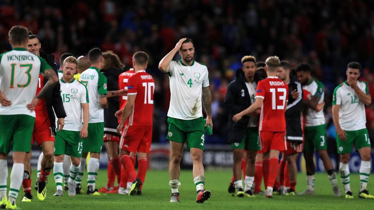 Republic of Ireland's Shane Duffy looks dejected after the League B, Group four match at Cardiff City Stadium. PRESS ASSOCIATION Photo. Picture date: Thursday September 6, 2018. See PA story SOCCER Wales. Photo credit should read: Mike Egerton/PA Wire. RESTRICTIONS: Editorial use only, No commercial use without prior permission.