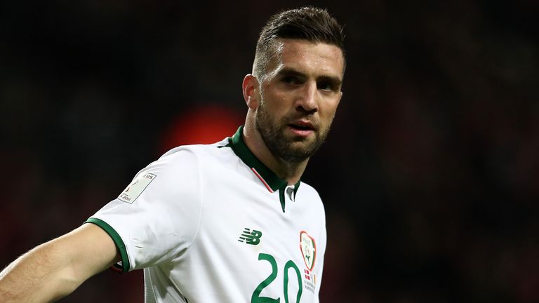 Shane Duffy of Republic of Ireland during the FIFA 2018 World Cup Qualifier Play-Off: First Leg between Denmark and Republic of Ireland at Telia Parken on November 11, 2017 in Copenhagen, Denmark.