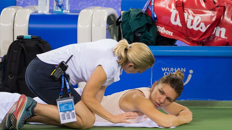 Simona Halep aggravated the injury in her China Open first-round match on Sunday