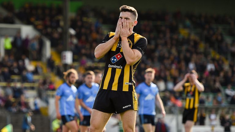 Donal Lenihan of St Peter's reacts to missing a penalty