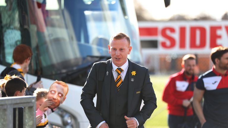PERTH, SCOTLAND - MARCH 24: Dumbarton manager Stevie Aitken arrives prior to the IRN-BRU Scottish Challenge Cup Final between Dumbarton FC v Inverness Caledonian Thistle FC at McDiarmid Park on March 24, 2018 in Perth, Scotland. (Photo by Ian MacNicol/Getty Images)