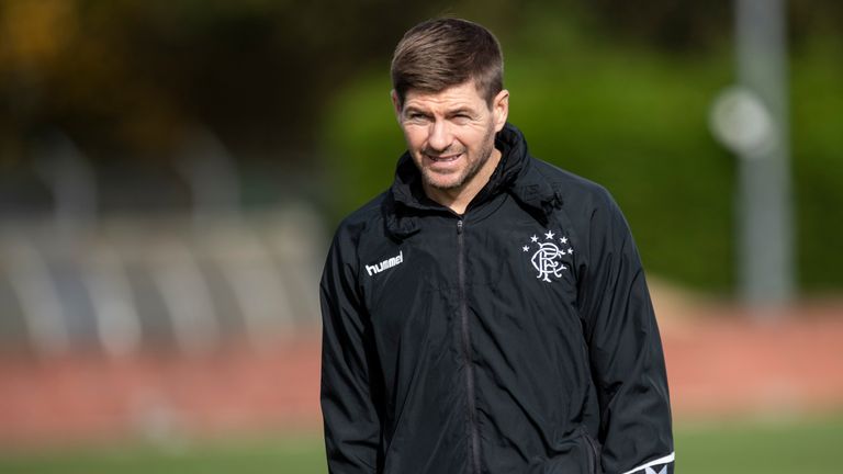 Steven Gerrard at Rangers training session